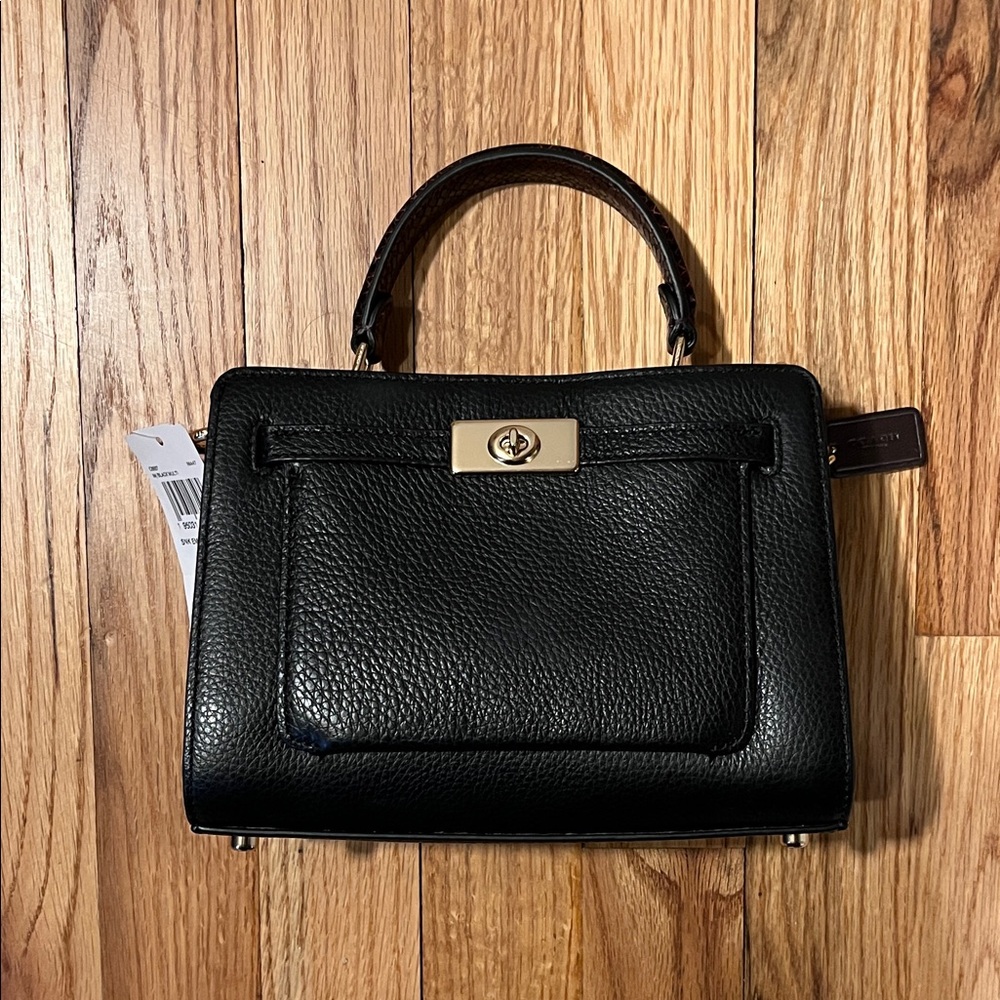 Coach Mini Lane Satchel Black and Snake Embossed